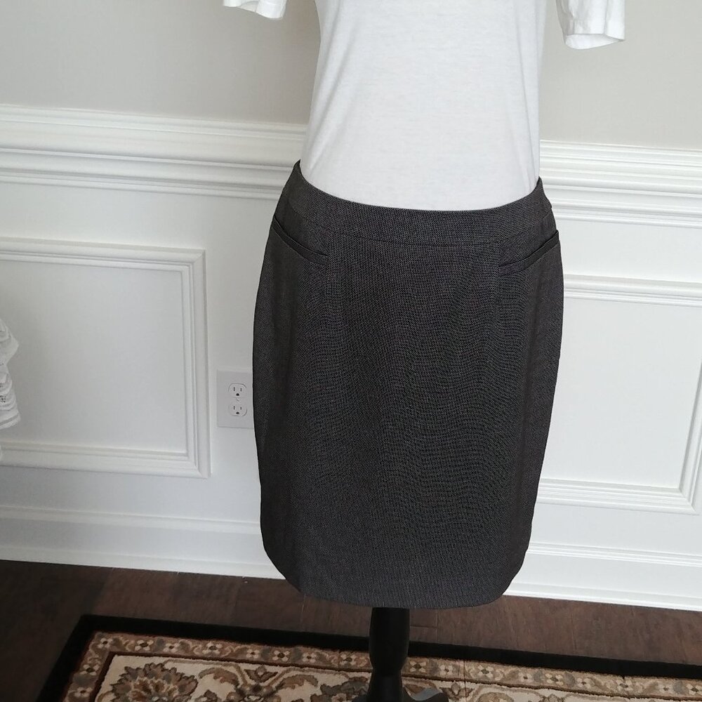 Halogen Women's Pencil Skirt Black Print Lined Back Zipper 10 Check Measurements